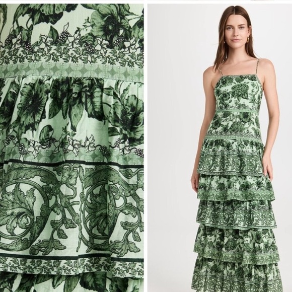 ISO Alice + Olivia Valencia Tiered Maxi Dress in green. Size 2! - Picture 3 of 3